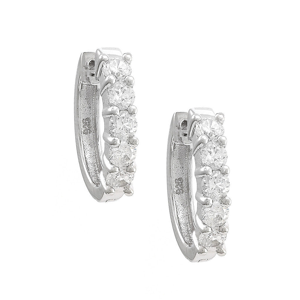 Aretes de Dama Plata 925 Huggie Fila de Circonios Grandes