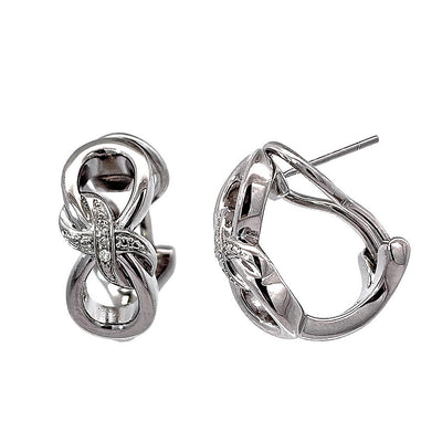 Pre Orden - Aretes de Dama Plata 925 Huggie Nudo Entrelazado con Circonios