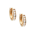 Aretes de Dama Plata 925 Huggie Pequeños Canal de Circonios Dorados