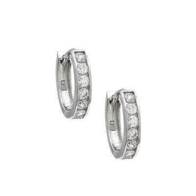 Pre Orden - Aretes de Dama Plata 925 Huggie Pequeños Canal de Circonios Plateados