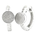 Aretes de Dama Plata 925 Huggie Torzal con Disco Pavé