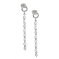 Aretes de Dama Plata 925 Largos Aro con Línea de Circonios
