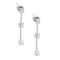Aretes de Dama Plata 925 Largos Barra con Circonios y Gota