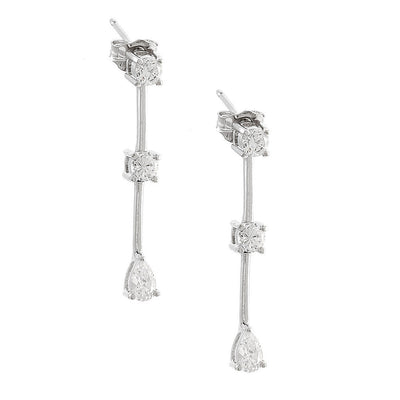 Pre Orden - Aretes de Dama Plata 925 Largos Barra con Circonios y Gota