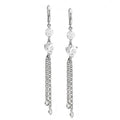 Aretes de Dama Plata 925 Largos Cadenas Colgantes con Circonios