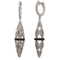 Aretes de Dama Plata 925 Largos Calados con Circonios Blancos y Negros