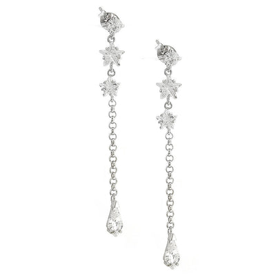 Pre Orden - Aretes de Dama Plata 925 Largos Estrellas y Gota de Circonio