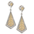 Aretes de Dama Plata 925 Largos Punta de Flecha Dorados con Circonios