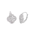 Aretes de Dama Plata 925 Palanca Flor Calada con Circonios