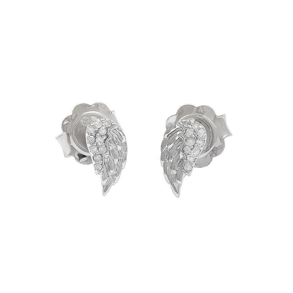 Aretes de Dama Plata 925 Topos Ala con Circonios