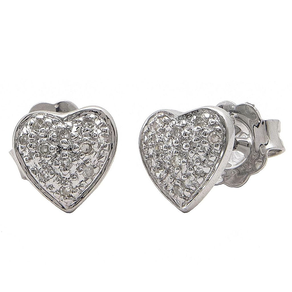 Aretes de Dama Plata 925 Topos Corazón Pavé
