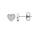 Aretes de Dama Plata 925 Topos Corazón Pequeño Pavé