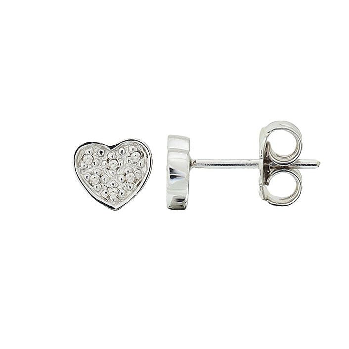 Aretes de Dama Plata 925 Topos Corazón Pequeño Pavé