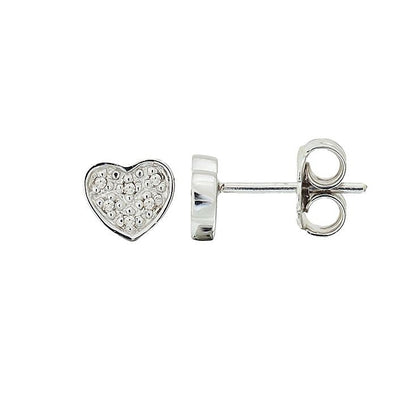 Pre Orden - Aretes de Dama Plata 925 Topos Corazón Pequeño Pavé