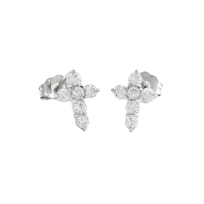 Pre Orden - Aretes de Dama Plata 925 Topos Cruz de Circonios