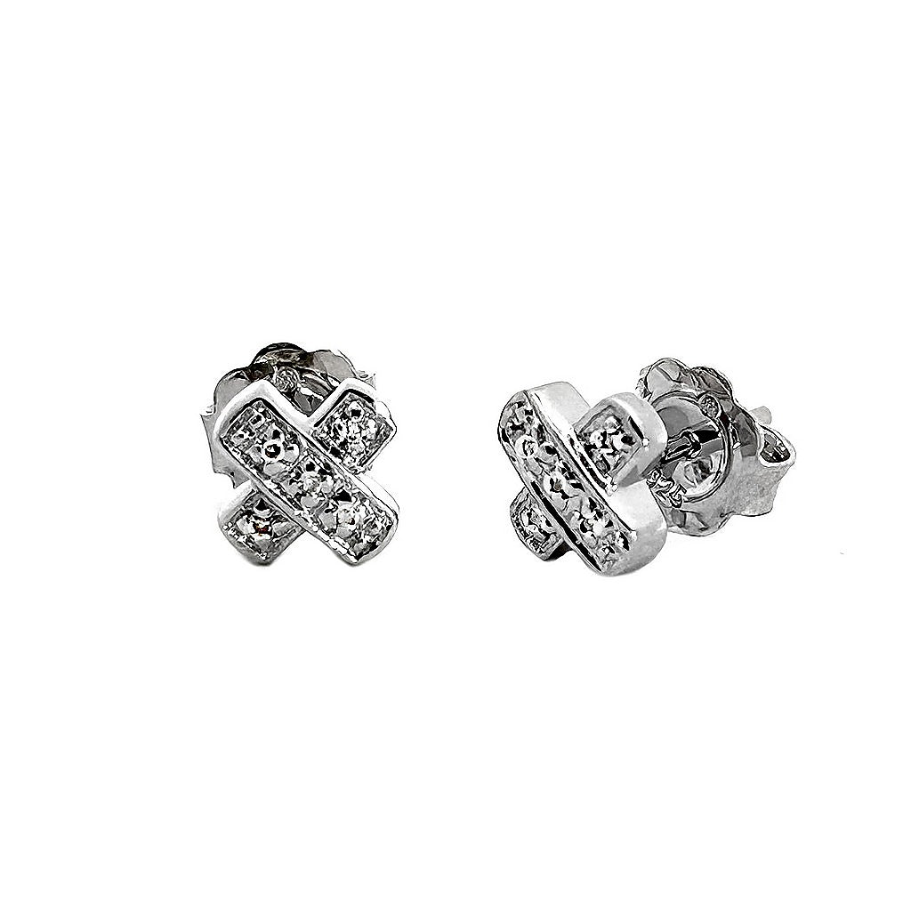Aretes de Dama Plata 925 Topos Equis Pavé