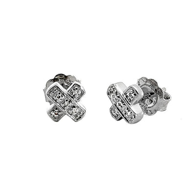 Pre Orden - Aretes de Dama Plata 925 Topos Equis Pavé