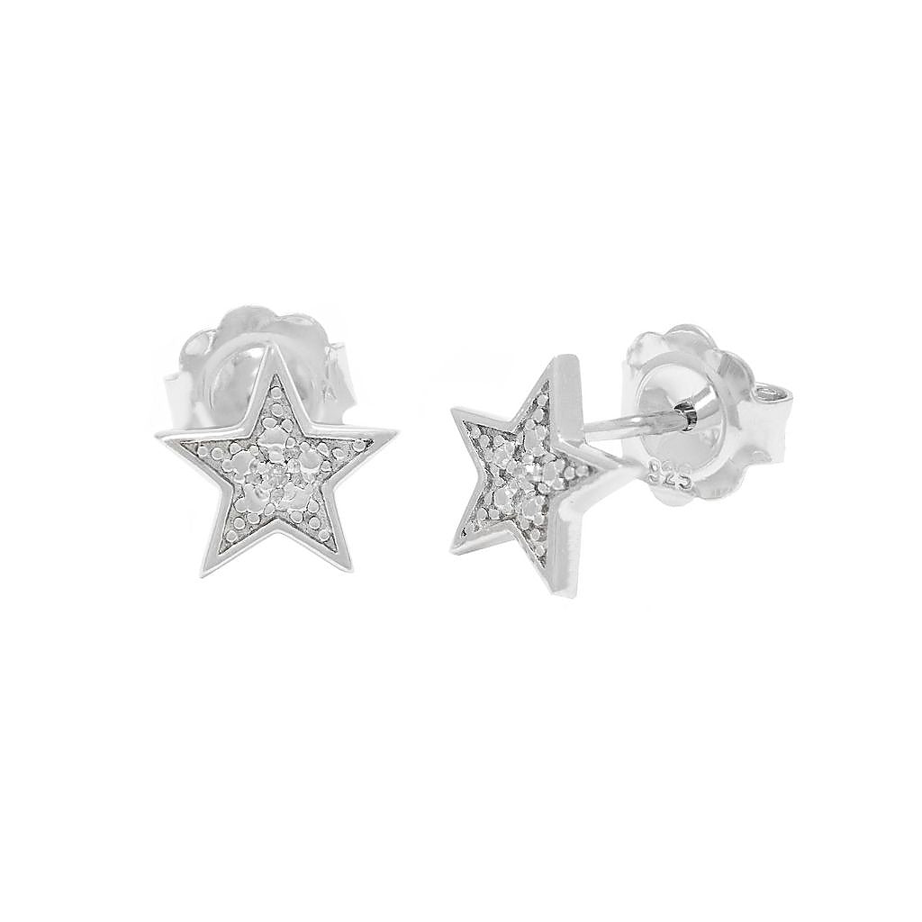 Aretes de Dama Plata 925 Topos Estrella con Circonios