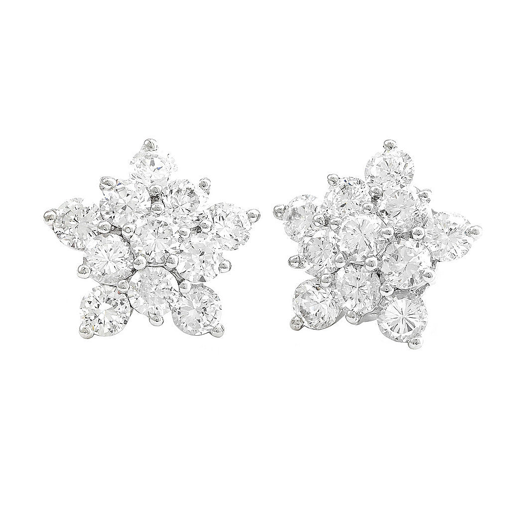 Aretes de Dama Plata 925 Topos Estrella Racimo de Circonios
