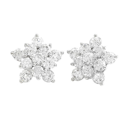 Pre Orden - Aretes de Dama Plata 925 Topos Estrella Racimo de Circonios