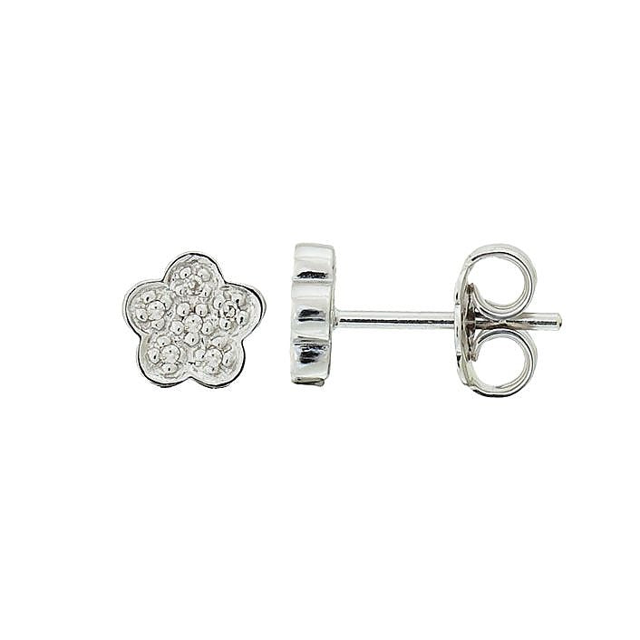 Aretes de Dama Plata 925 Topos Flor Pavé