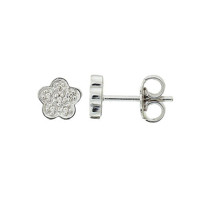 Pre Orden - Aretes de Dama Plata 925 Topos Flor Pavé