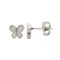 Aretes de Dama Plata 925 Topos Mariposa Pavé