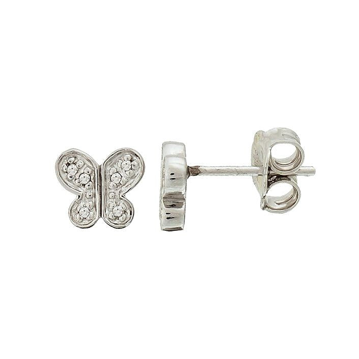 Aretes de Dama Plata 925 Topos Mariposa Pavé