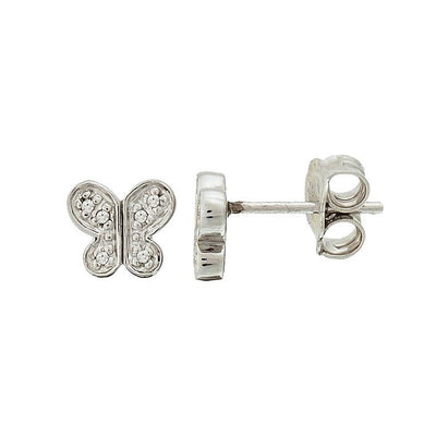 Pre Orden - Aretes de Dama Plata 925 Topos Mariposa Pavé