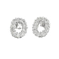 Aretes de Dama Plata 925 Topos Ovalados Halo de Circonios