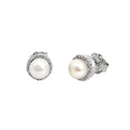 Aretes de Dama Plata 925 Topos Perla con Halo