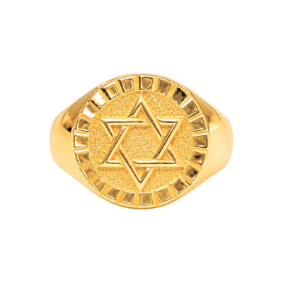 Anillo de Hombre Oro 10k Estrella de David Satinada