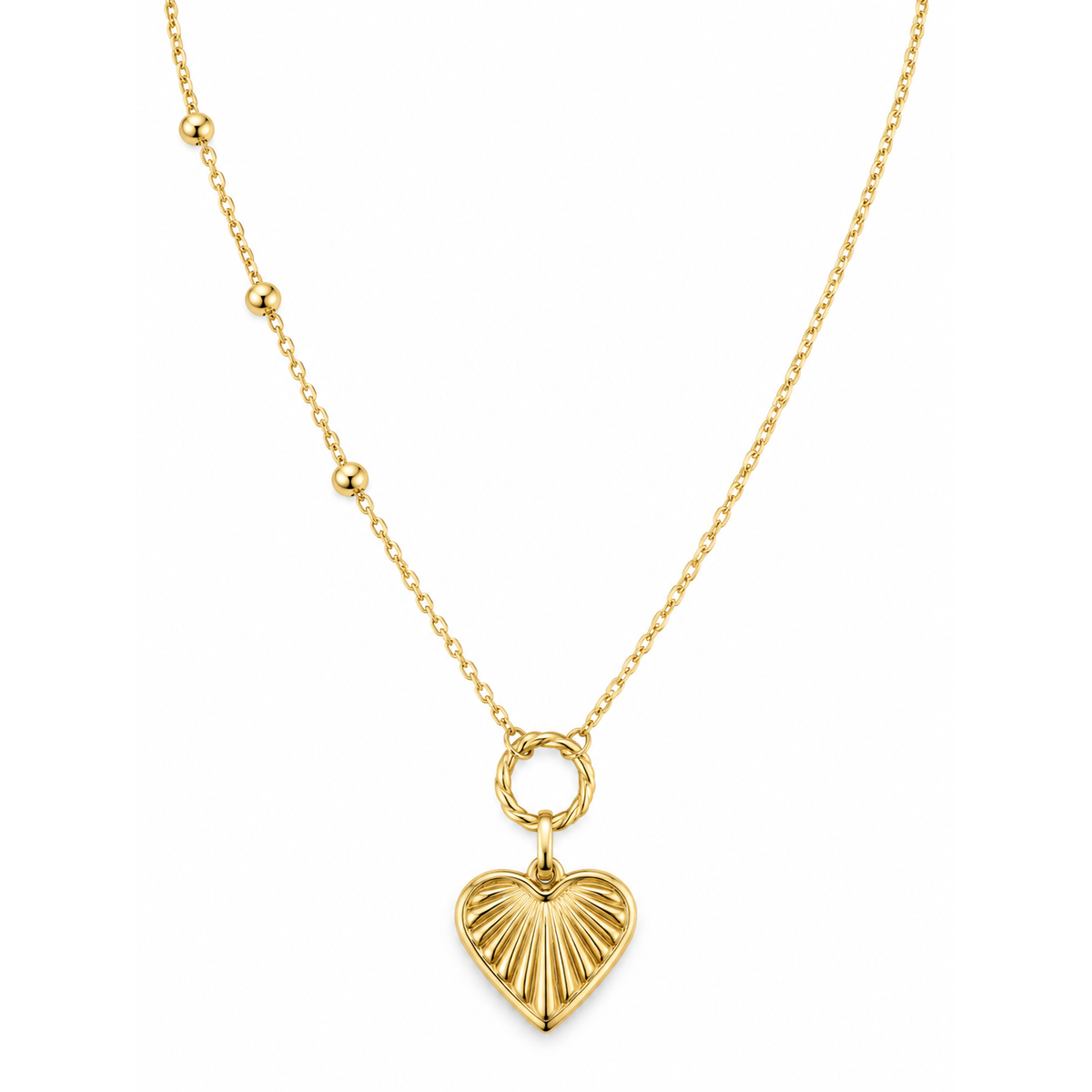 Cadena Oro 10k Dije de Corazón Texturizado