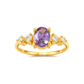 Anillo de Dama Oro 10k Piedra Morada con Circonios