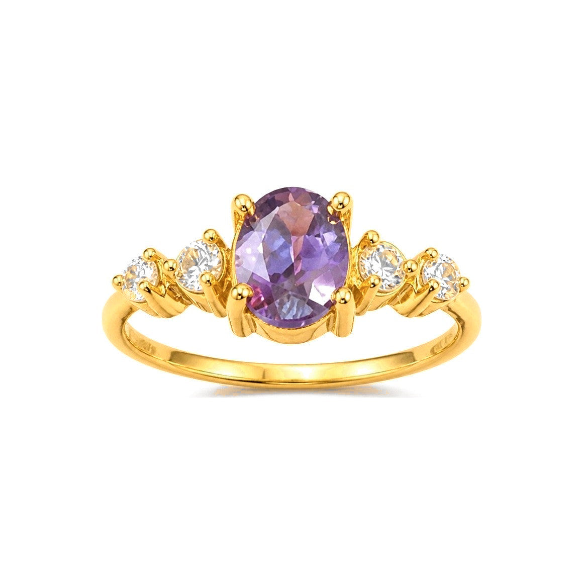 Anillo de Dama Oro 10k Piedra Morada con Circonios