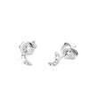 3x6mm Aretes de Dama Oro Blanco 14k Luna Pavé con Diamantes Naturales