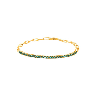 2mm Brazalete de Dama Oro 14k Redondos con Esmeralda
