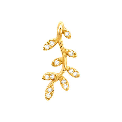 6x9mm Dije Rama de Olivo Alargada Oro 14k con Diamantes Naturales