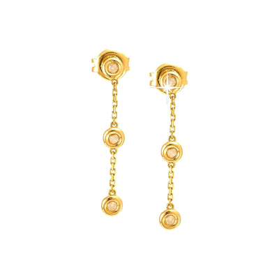 3mm Aretes de Dama Oro 14k Colgantes Redondos con Diamantes Naturales