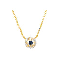 5.6mm Collar Oro 14k con Halo Redondos con Zafiro y Diamantes Naturales