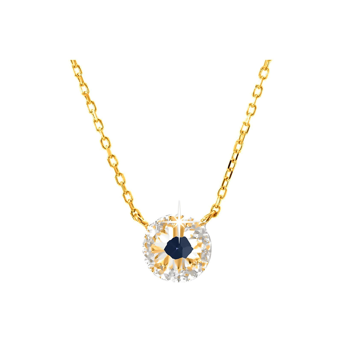 5.6mm Collar Oro 14k con Halo Redondos con Zafiro y Diamantes Naturales