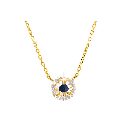 5.6mm Collar Oro 14k con Halo Redondos con Zafiro y Diamantes Naturales
