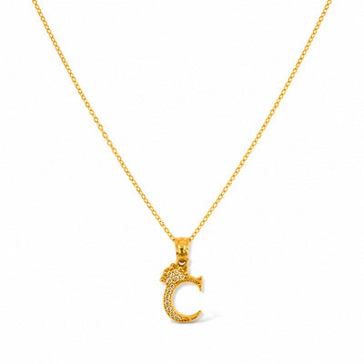Cadena con Dije Letra C Coronada Oro 10k