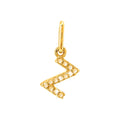 12mm Dije Oro 14k Inicial Pavé con Zafiro y Diamantes Naturales