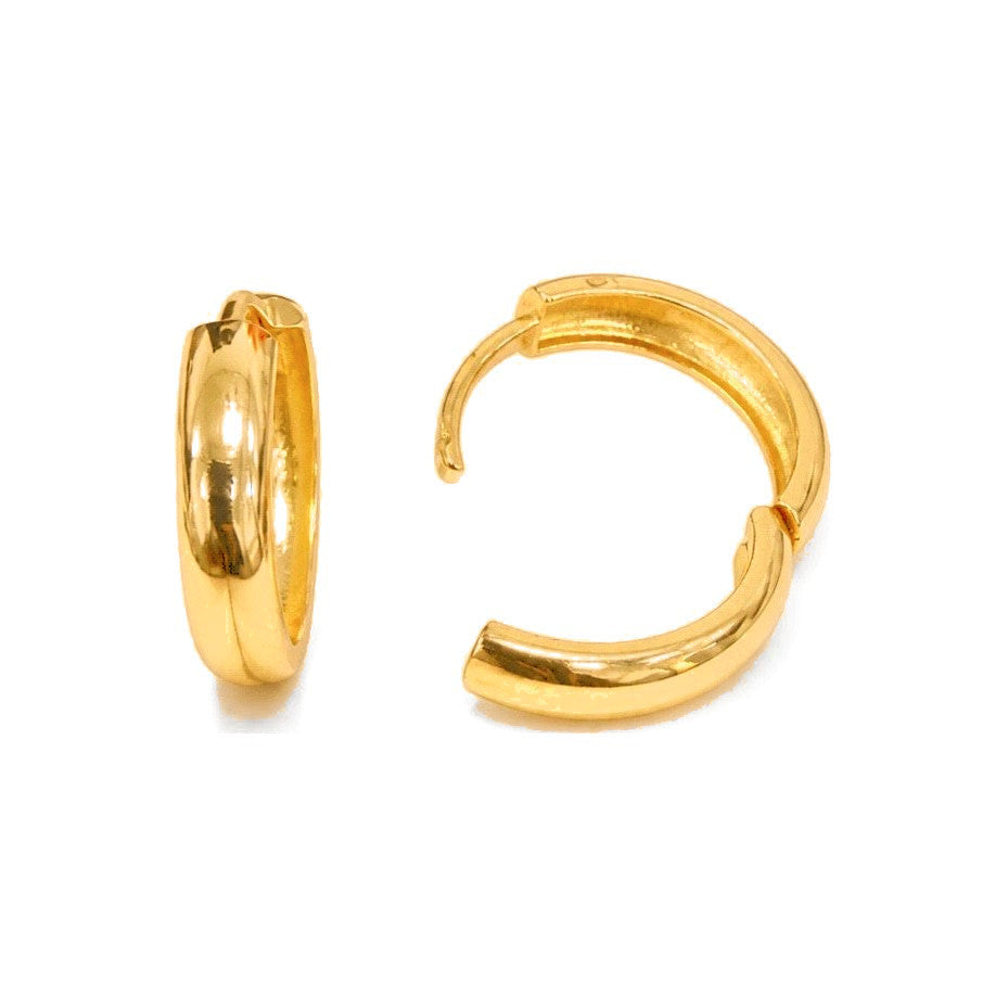 Aretes de Dama Oro 10k Aro Liso Grueso Pequeño