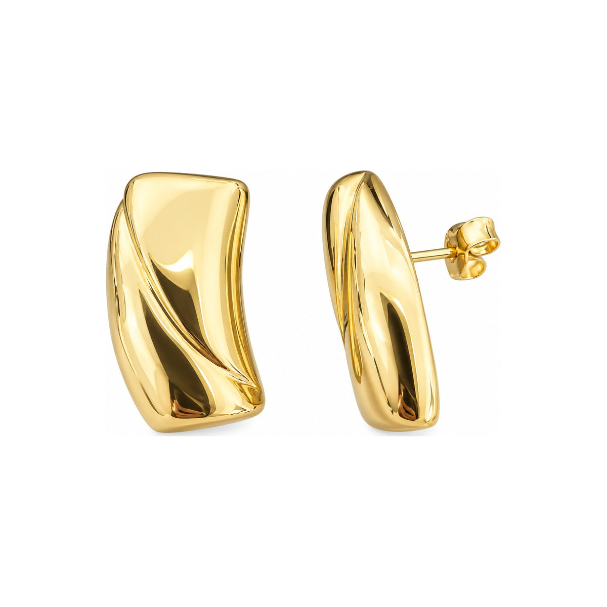 Aretes de Dama Oro 14k Rectangular Abombado Ondulado