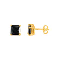 Aretes de Dama Oro 10k Solitario Cuadrado Negro