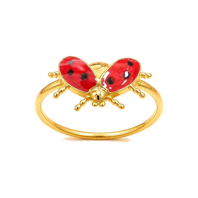 Anillo de Dama Oro 10k Mariquita Roja