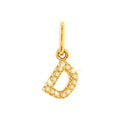 12mm Dije Oro 14k Inicial Pavé con Diamantes Naturales