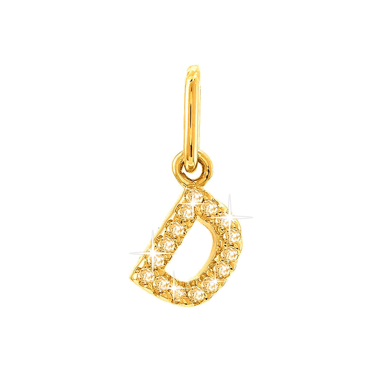 12mm Dije Oro 14k Inicial Pavé con Diamantes Naturales